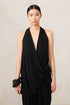 Jersey V Neck Draped Top Black XS S M L